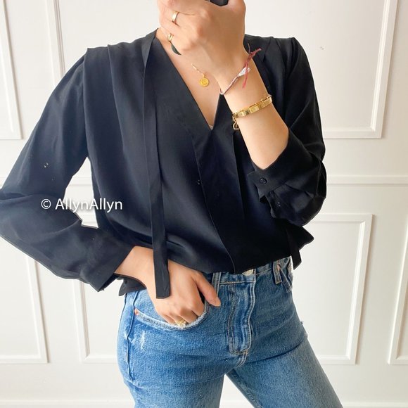 Sandro Tops - Sandro Black 100% Silk Blouse - XS/1